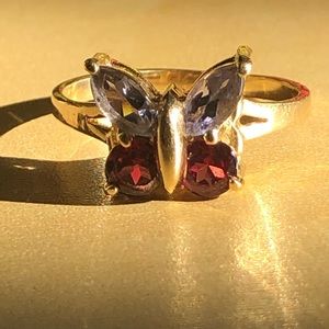 Gorgeous Amethyst and Garnet Butterfly ring